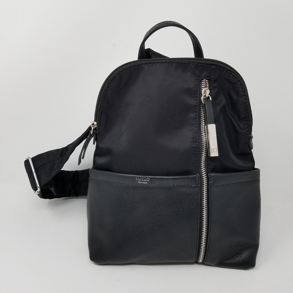 TUTILO New York Black Backpack One Shoulder 5 pocket Size 10X11 Inches FLAW - Picture 15 of 15